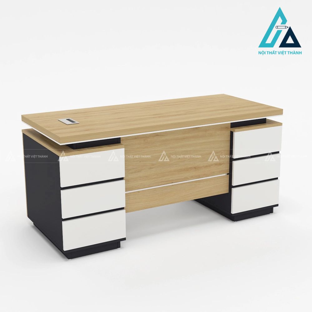 Bàn Giám Đốc Hiện Đại Gỗ Sáng Kết Hợp Hộc Tủ Nhiều Ngăn 2