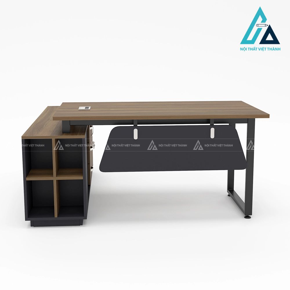 Bàn Lãnh Đạo Chữ L Cách Điệu Tích Hợp Kệ Sách Mở 2