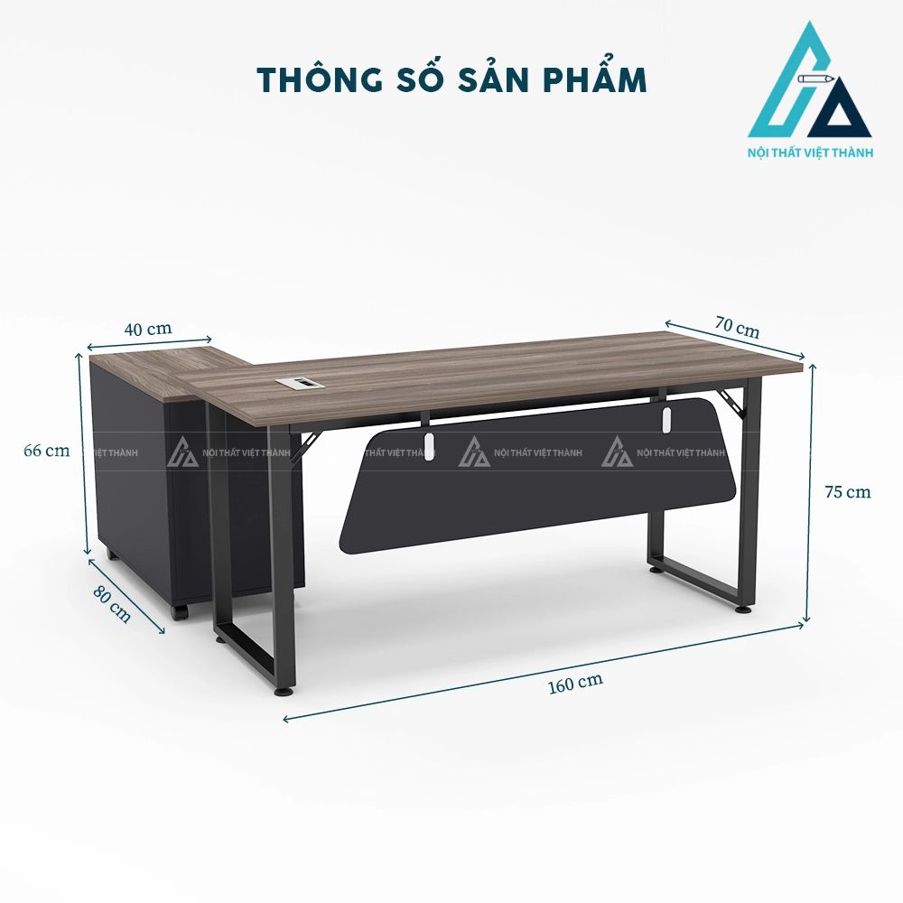 Bàn Giám Đốc Chữ L Màu Vân Gỗ Sáng Hiện Đại 3