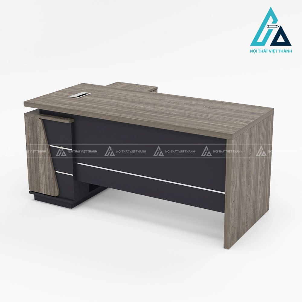 Bàn Giám Đốc Chữ L Hiện Đại Màu Gỗ Xám Cao Cấp 3