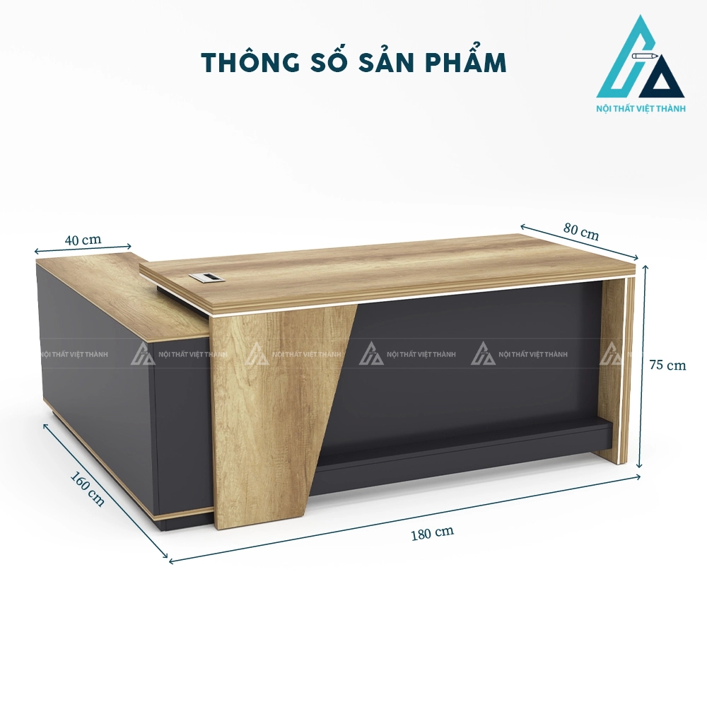 Bàn Giám Đốc Chữ L Thiết Kế Yếm Vát Chéo Hiện Đại 3