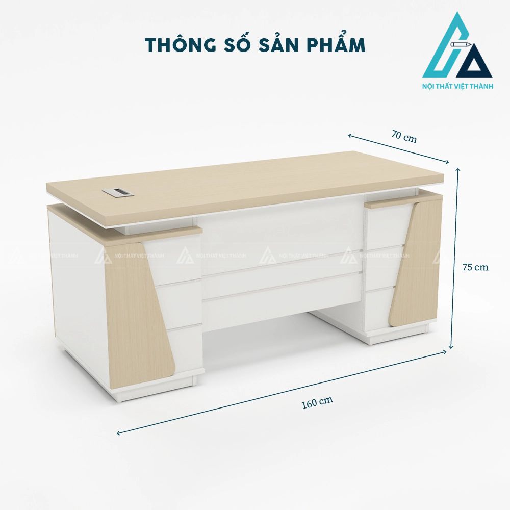 Bàn Giám Đốc Hiện Đại 2 Hộc Tủ Đối Xứng Sang Trọng 4