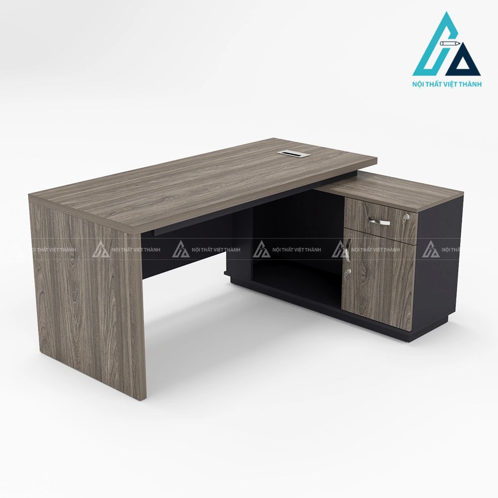 Bàn Giám Đốc Chữ L Hiện Đại Màu Gỗ Xám Cao Cấp 4