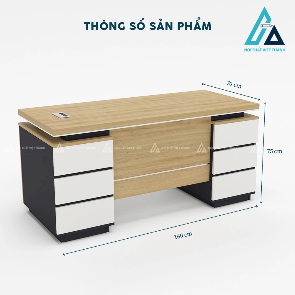 Bàn Giám Đốc Hiện Đại Gỗ Sáng Kết Hợp Hộc Tủ Nhiều Ngăn 4