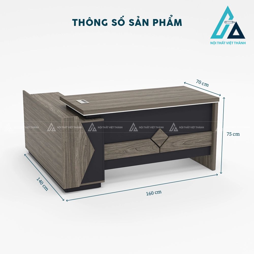 Bàn Giám Đốc Chữ L Tích Hợp Tủ Phụ Bề Thế Hiện Đại 4