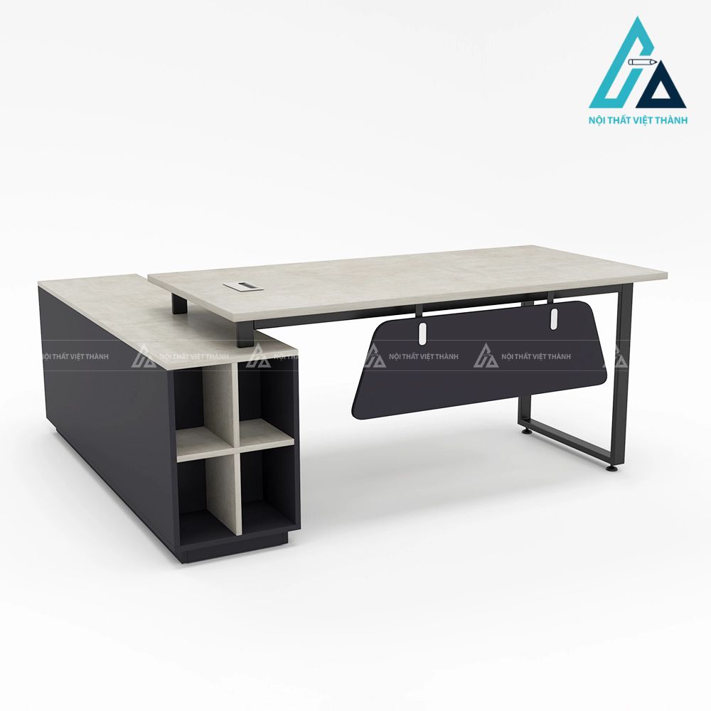 Bàn Lãnh Đạo Chữ L Cách Điệu Tích Hợp Kệ Sách Mở 4