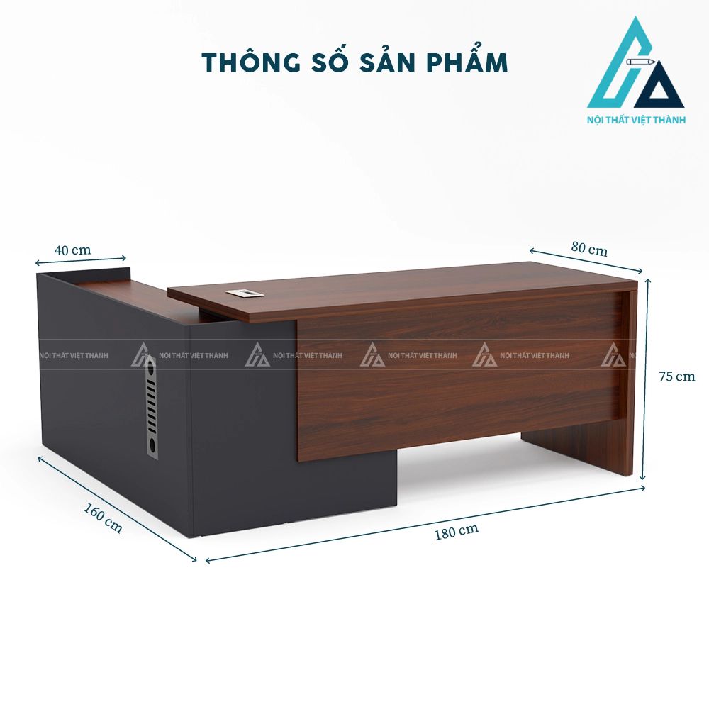 Bàn Làm Việc Giám Đốc Cao Cấp Phối Màu Xám Gỗ 5