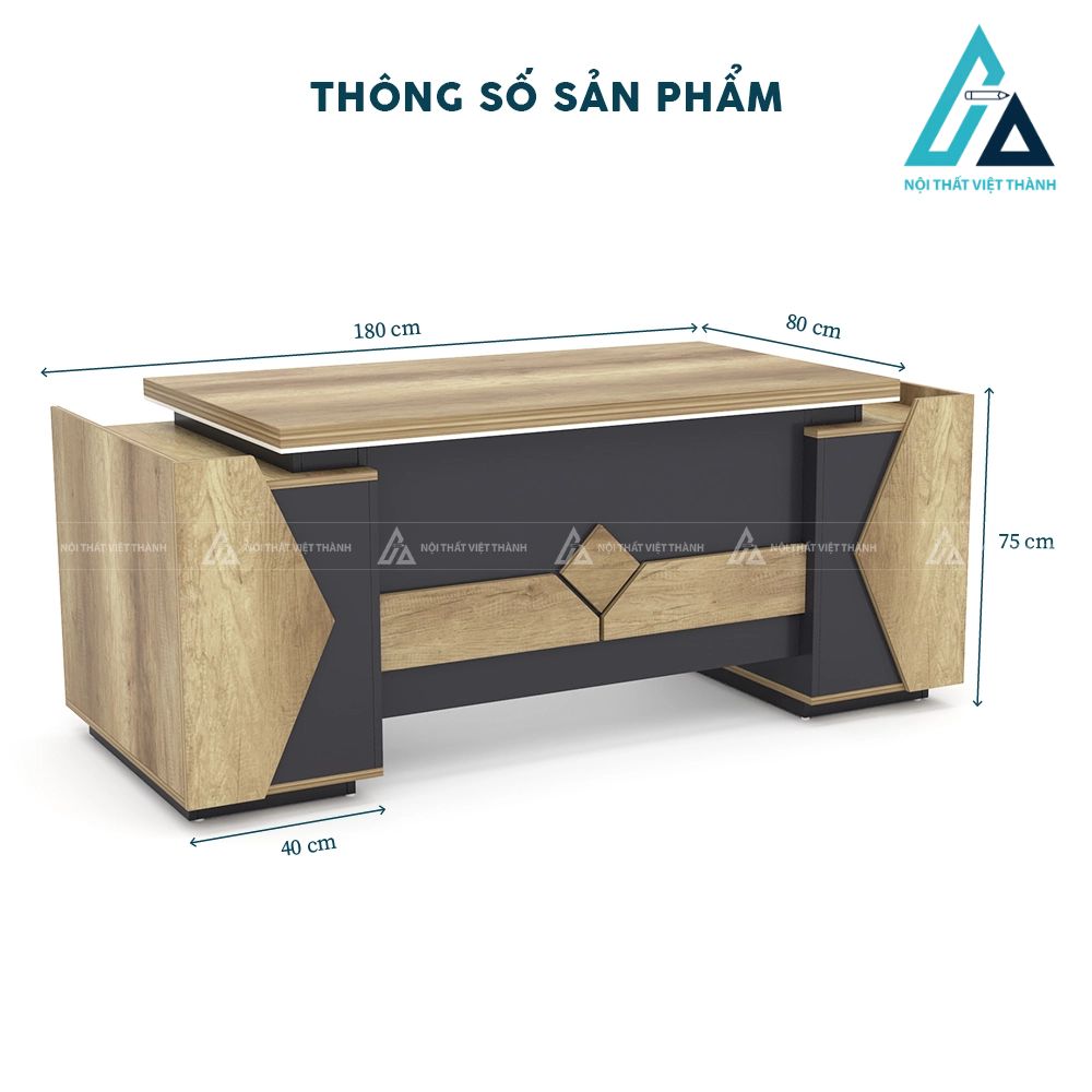 Bàn Lãnh Đạo Cao Cấp Màu Phối Đen Thanh Lịch 5