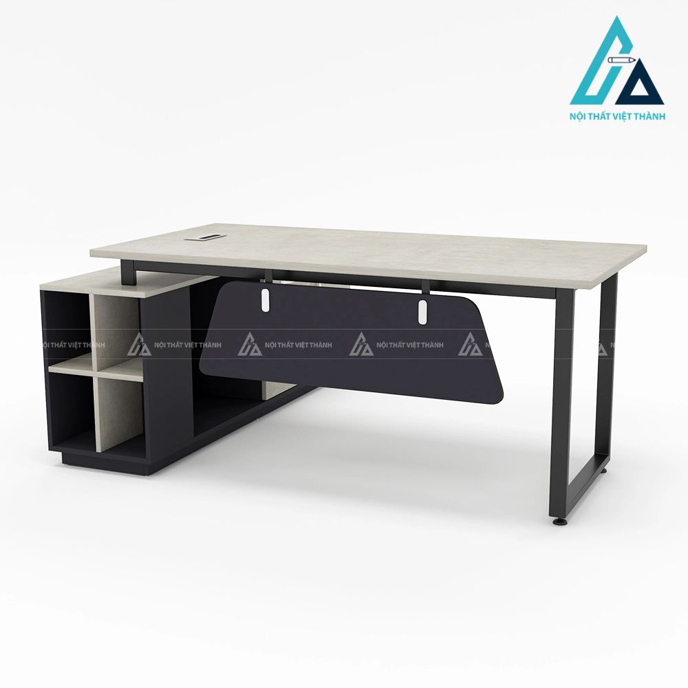 Bàn Lãnh Đạo Chữ L Cách Điệu Tích Hợp Kệ Sách Mở 5