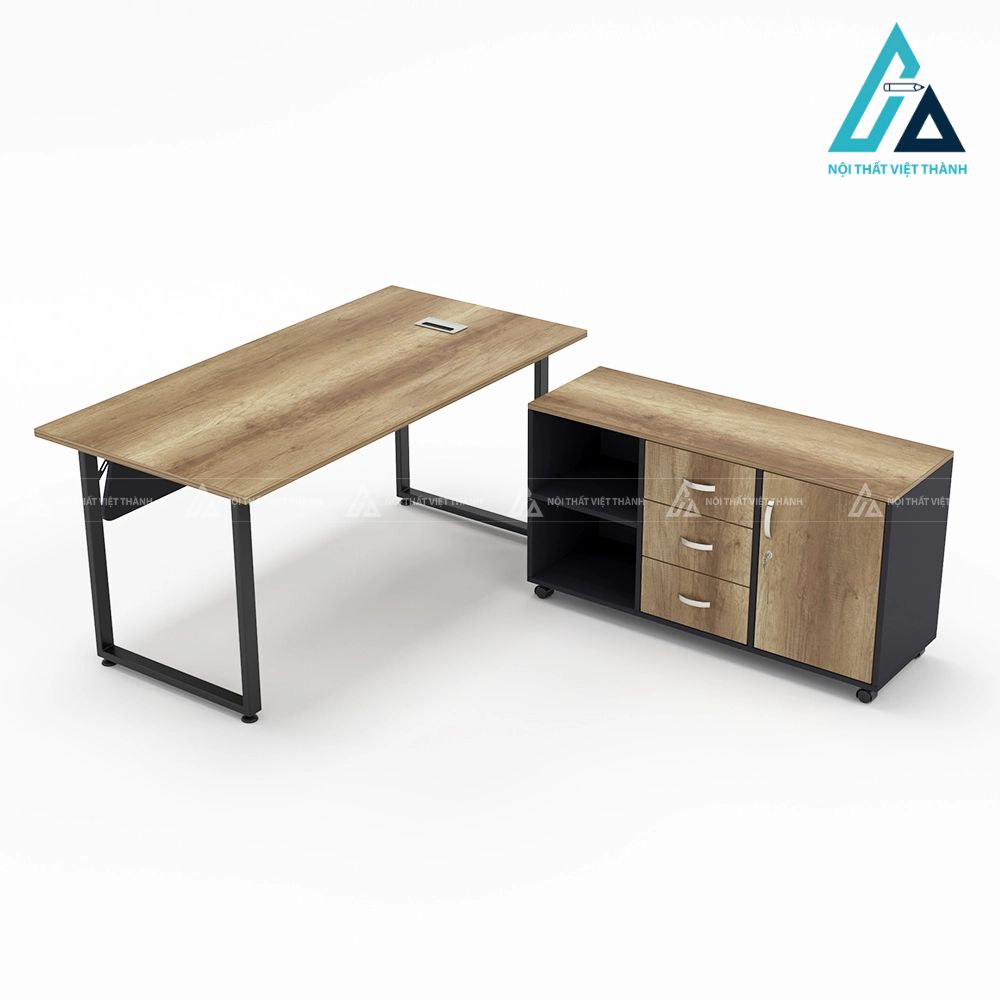 Bàn Giám Đốc Chữ L Màu Vân Gỗ Sáng Hiện Đại 5