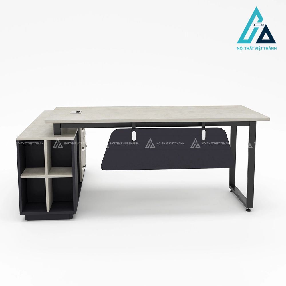 Bàn Lãnh Đạo Chữ L Cách Điệu Tích Hợp Kệ Sách Mở 6