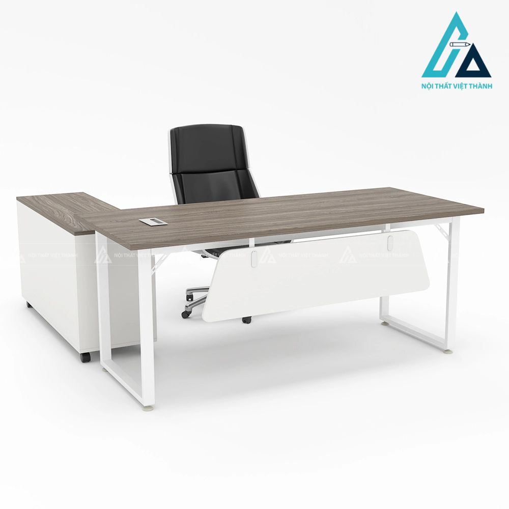 Bàn Giám Đốc Chữ L Màu Vân Gỗ Sáng Hiện Đại 7