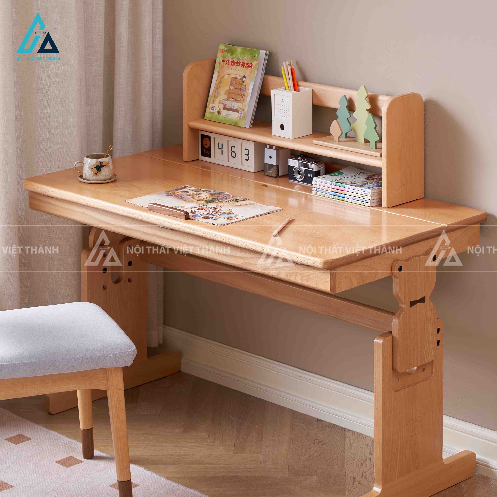 Bàn Học Gỗ Cao Cấp Thiết Kế Chân Gấu Đáng Yêu