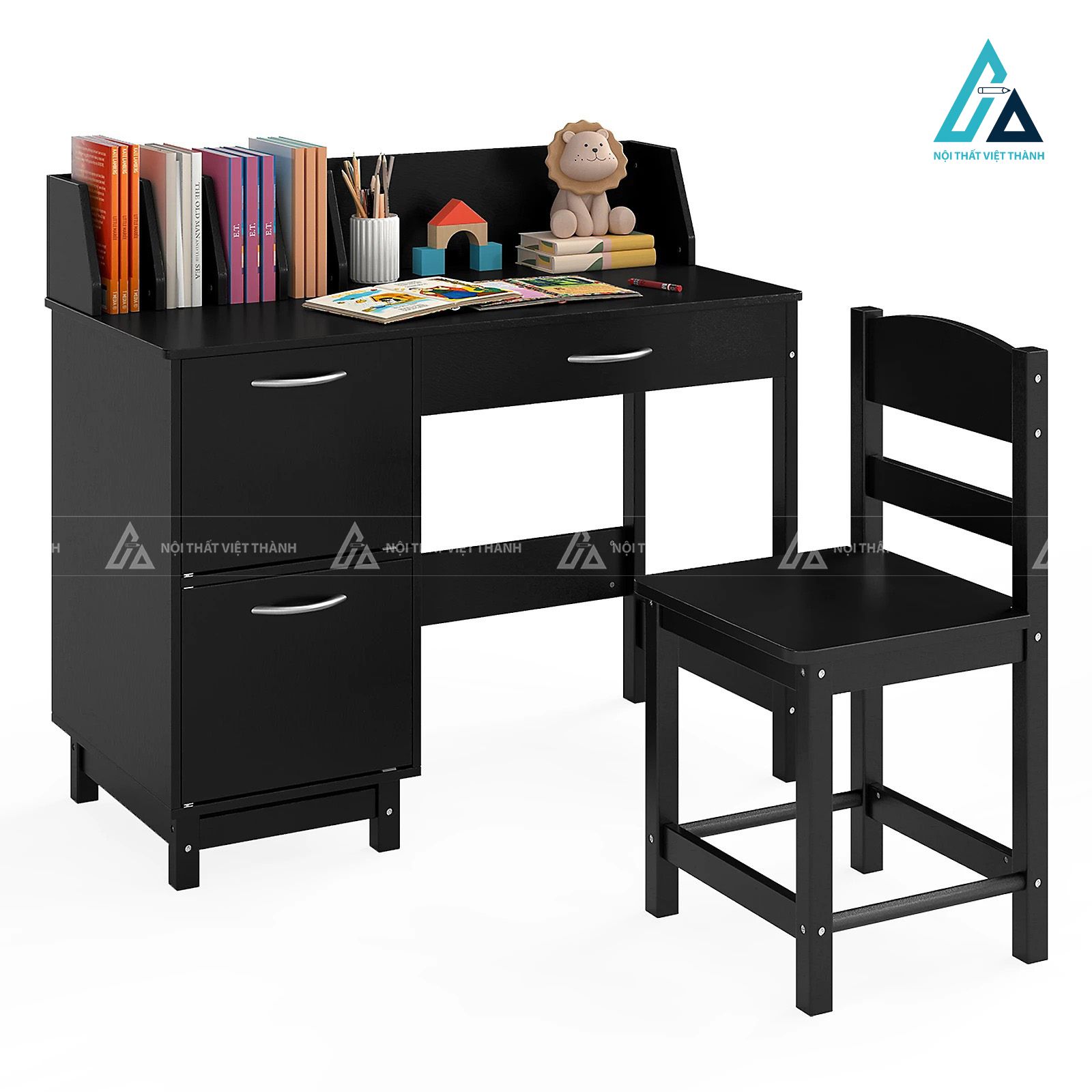 Bàn Học Sinh Có Giá Sách Và 3 Ngăn Kéo Tiện Lợi