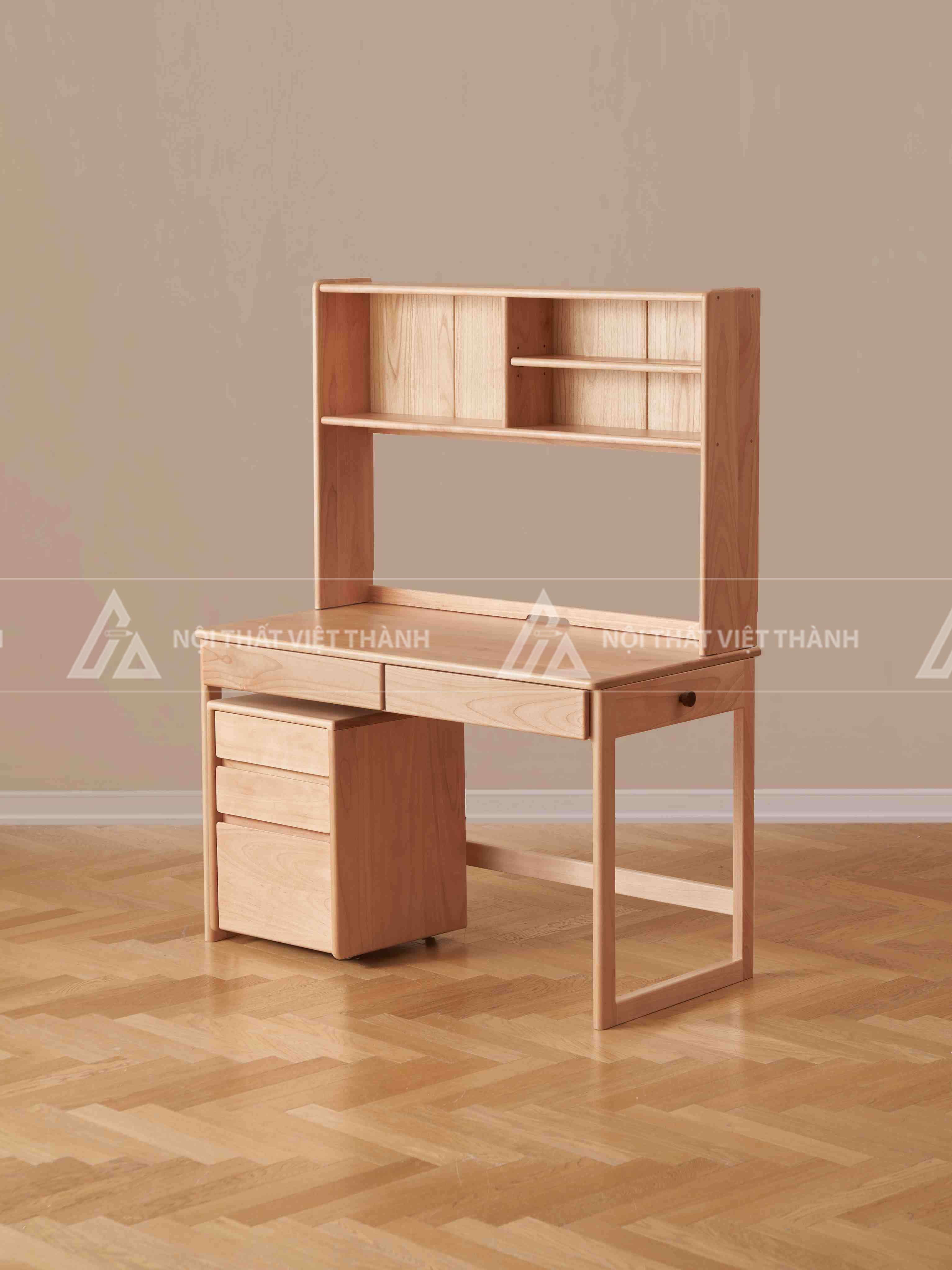 Bàn Học Sinh Thiết Kế Liền Giá Sách Và Tủ Ngăn Kéo Di Động 2