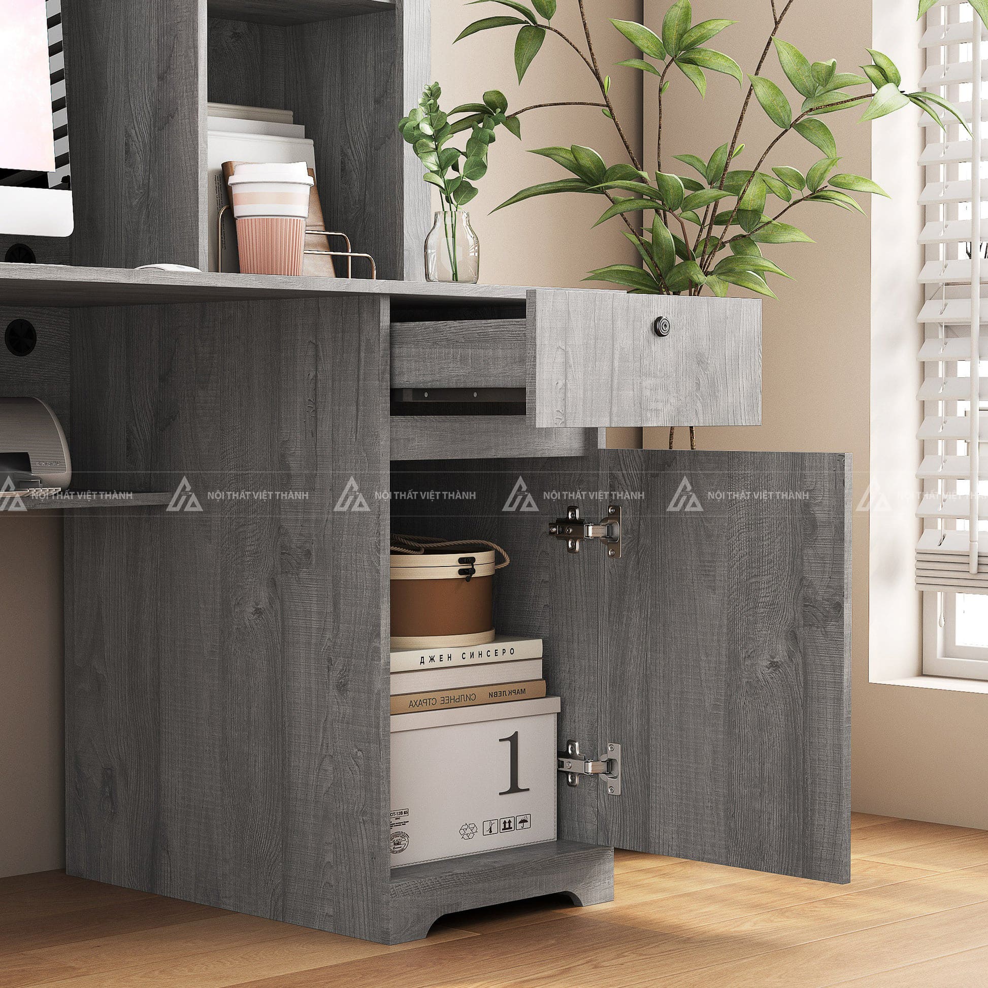 Bàn Học Sinh Có Kệ Sách Đứng Và Tủ Đựng Đồ Đa Năng 3