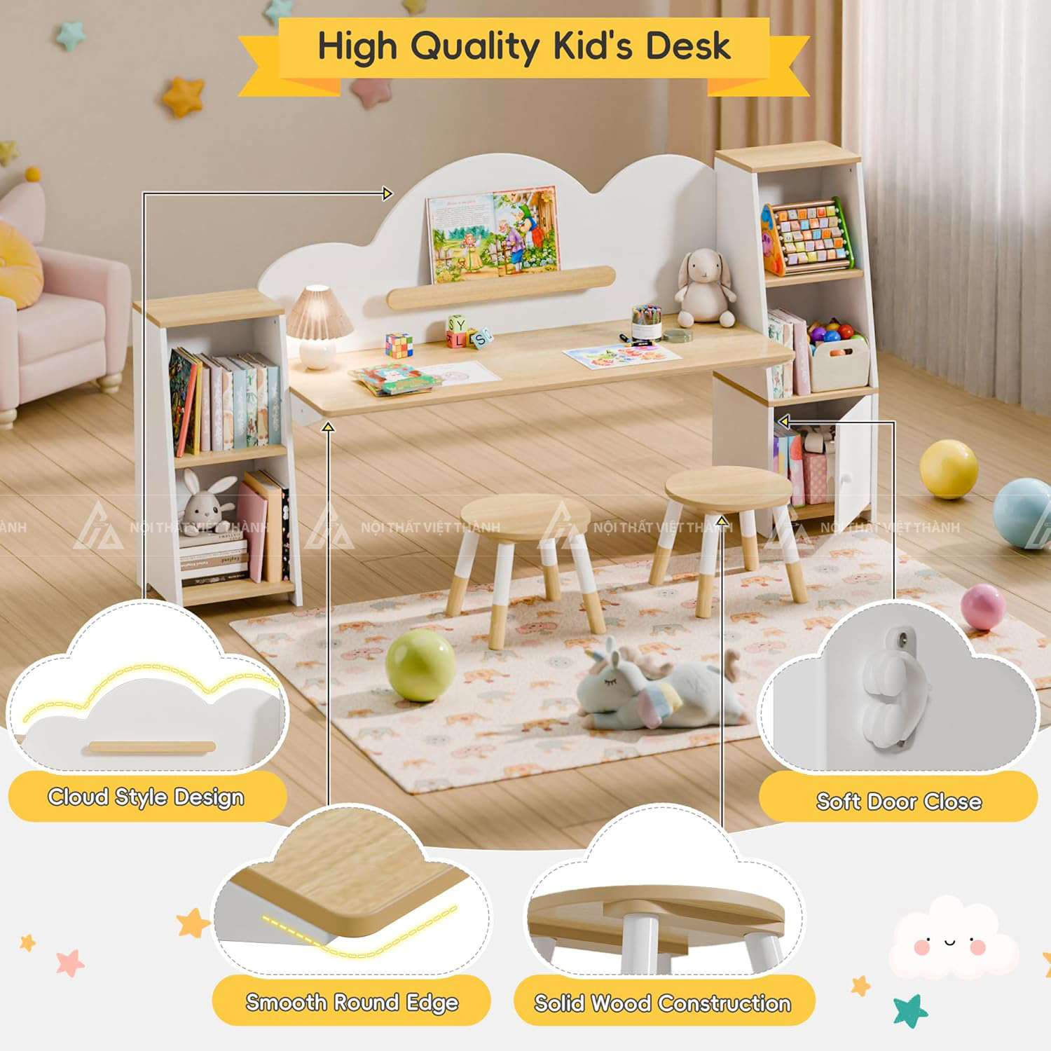 Bàn Học Đôi Với Hệ Kệ Sách Đối Xứng Tiết Kiệm Diện Tích 2