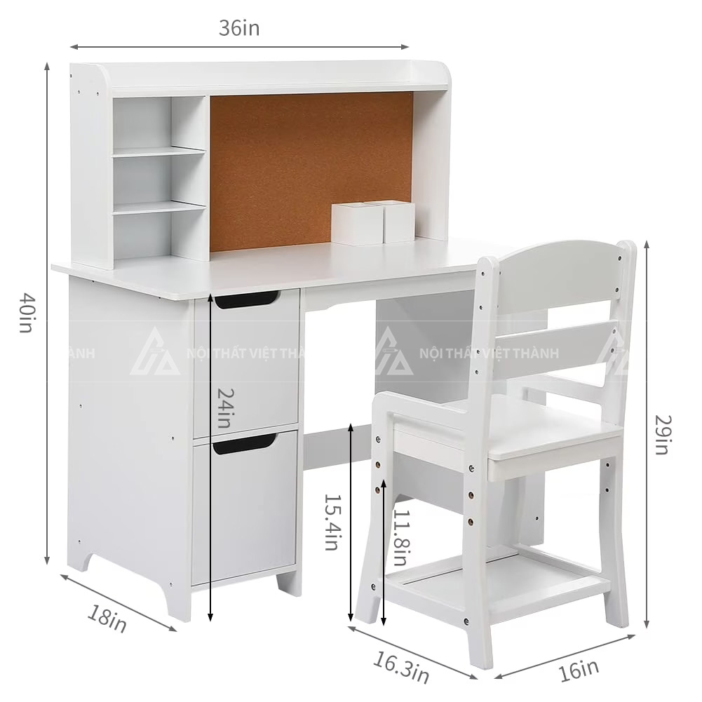 Bàn Học Sinh Có Giá Sách Đa Năng Và Bảng Ghim Tiện Lợi 4