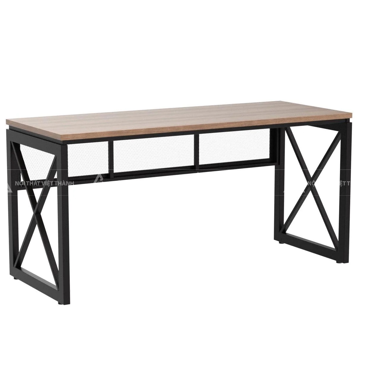 Bàn Học Sinh Chân Khung Sắt Chữ X Mặt Bàn Vân Gỗ Hiện Đại 3
