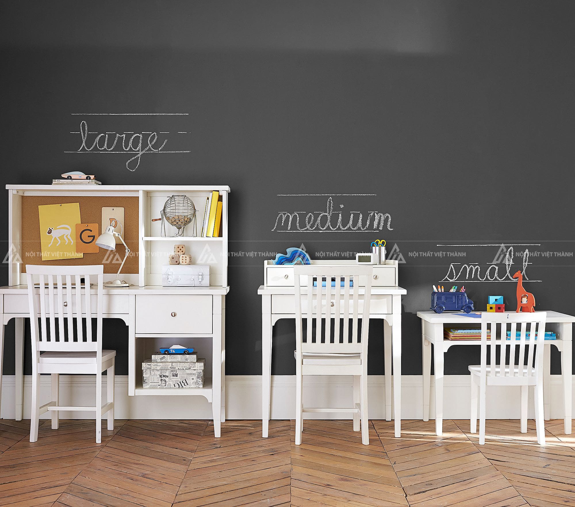 Bàn Học Sinh Màu Trắng Có Kệ Sách Mini Và 3 Ngăn Kéo Tiện Lợi 5