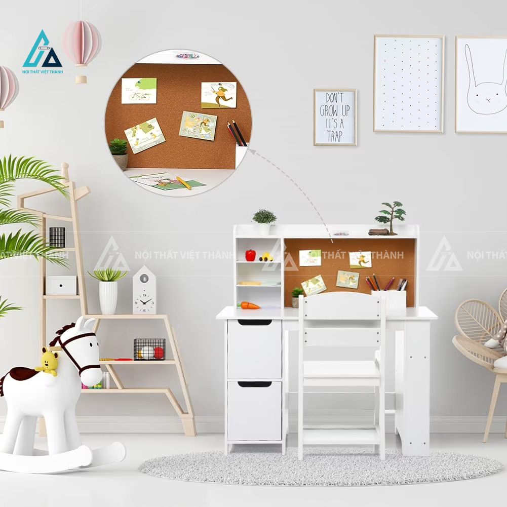 Bàn Học Sinh Có Giá Sách Đa Năng Và Bảng Ghim Tiện Lợi 1