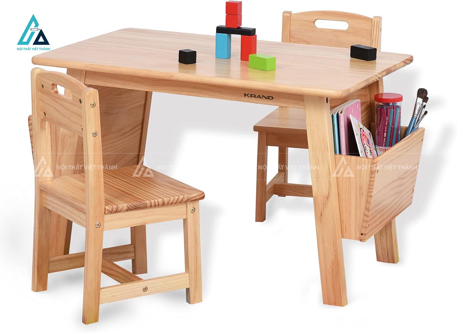 Bàn Học Gỗ Đa Năng Có Khay Treo Đồ Bên Hông Tiện Lợi 1