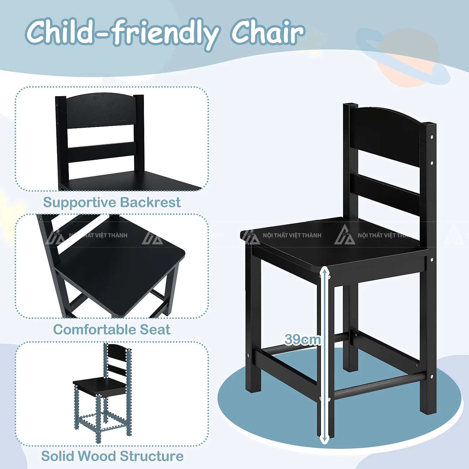 Bàn Học Sinh Có Giá Sách Và 3 Ngăn Kéo Tiện Lợi 4