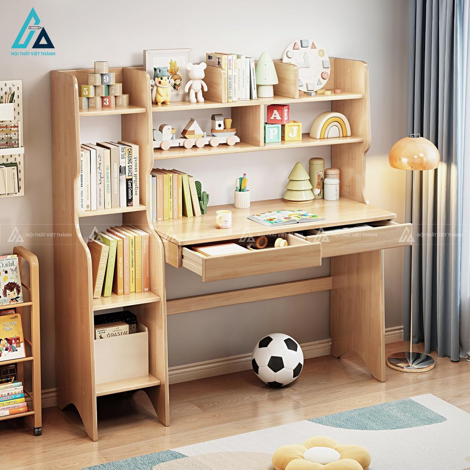 Bàn Học Sinh Có Ngăn Kéo Và Giá Sách Bên Hông Tối Ưu Không Gian 1