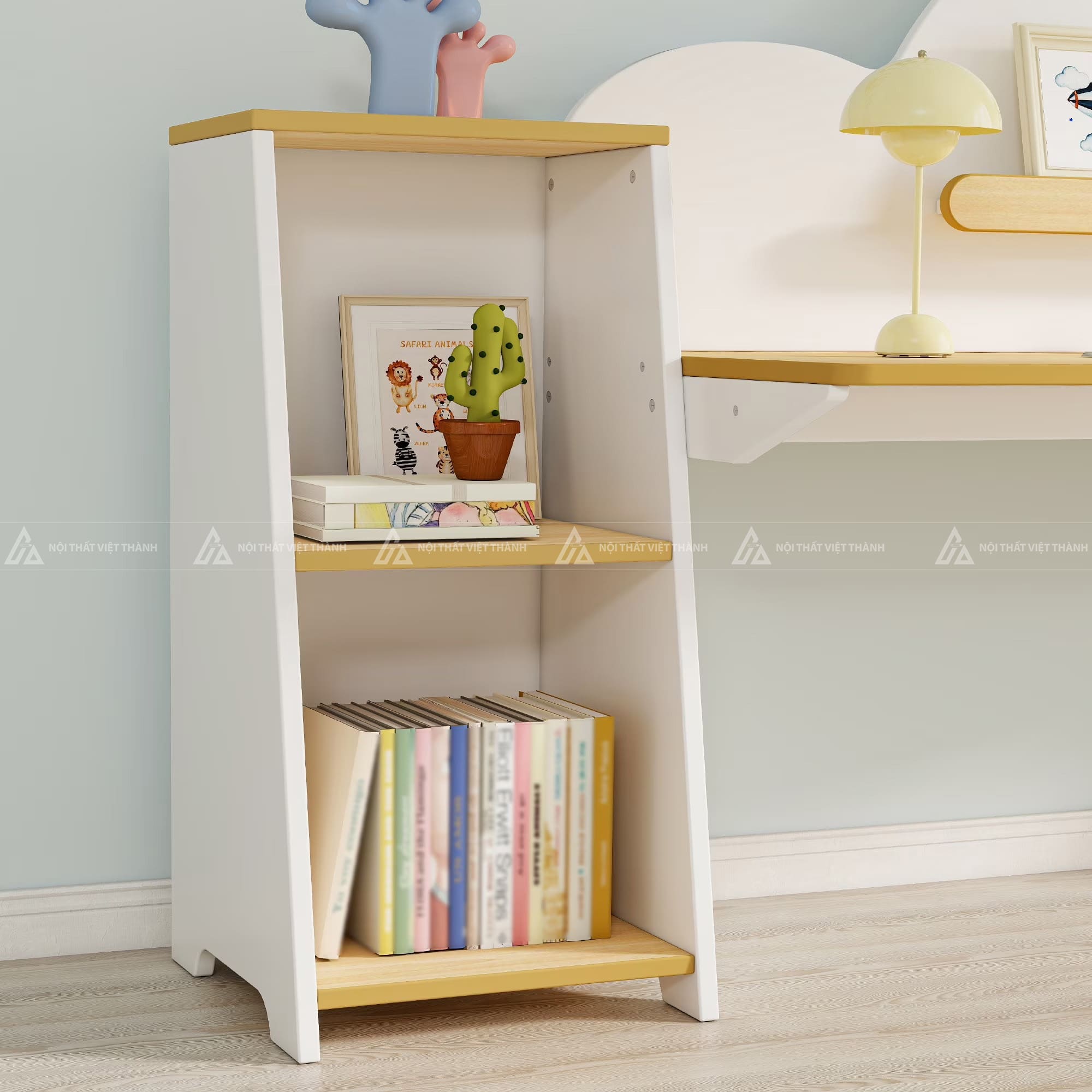 Bàn Học Trẻ Em Thiết Kế Hình Đám Mây Sáng Tạo Kèm Giá Sách 5