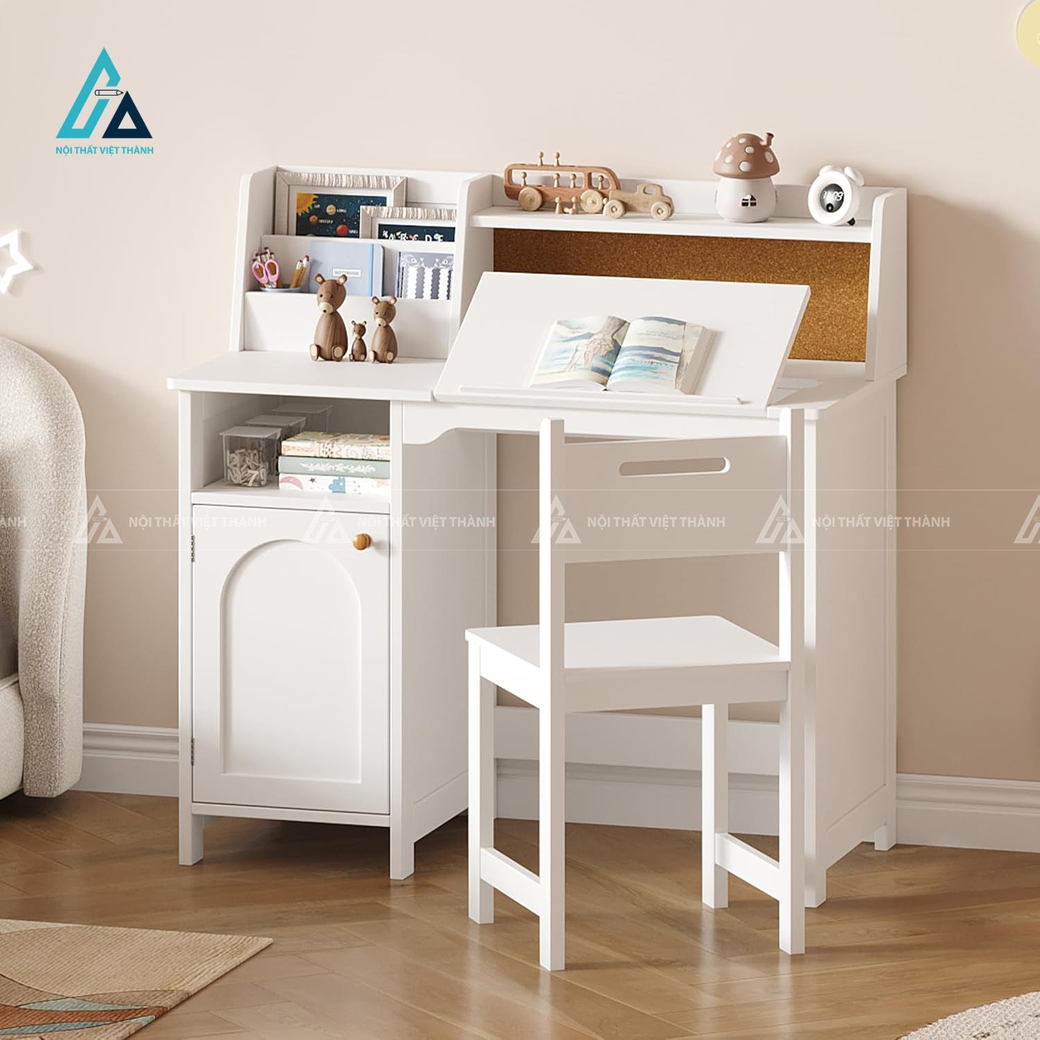 Bàn Học Trẻ Em Màu Trắng Cao Cấp Tối Ưu Tư Thế Ngồi