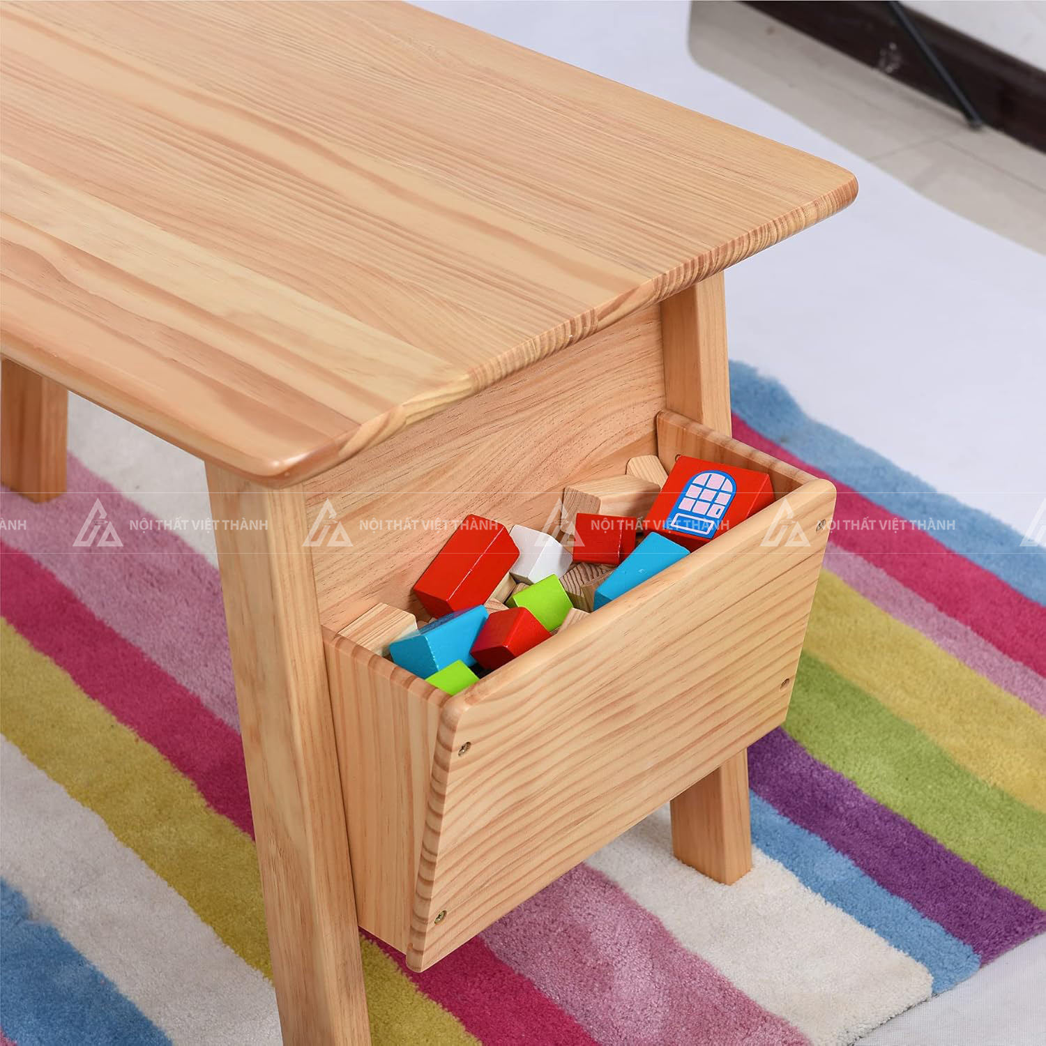 Bàn Học Gỗ Đa Năng Có Khay Treo Đồ Bên Hông Tiện Lợi 5
