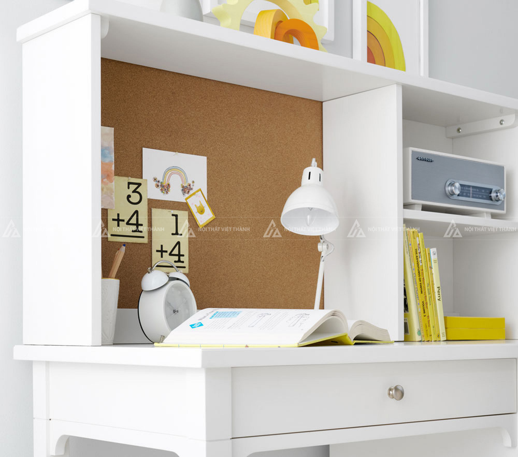 Bàn Học Sinh Có Ngăn Kéo Phẳng Và Kệ Mở Lưu Trữ Đa Năng 6