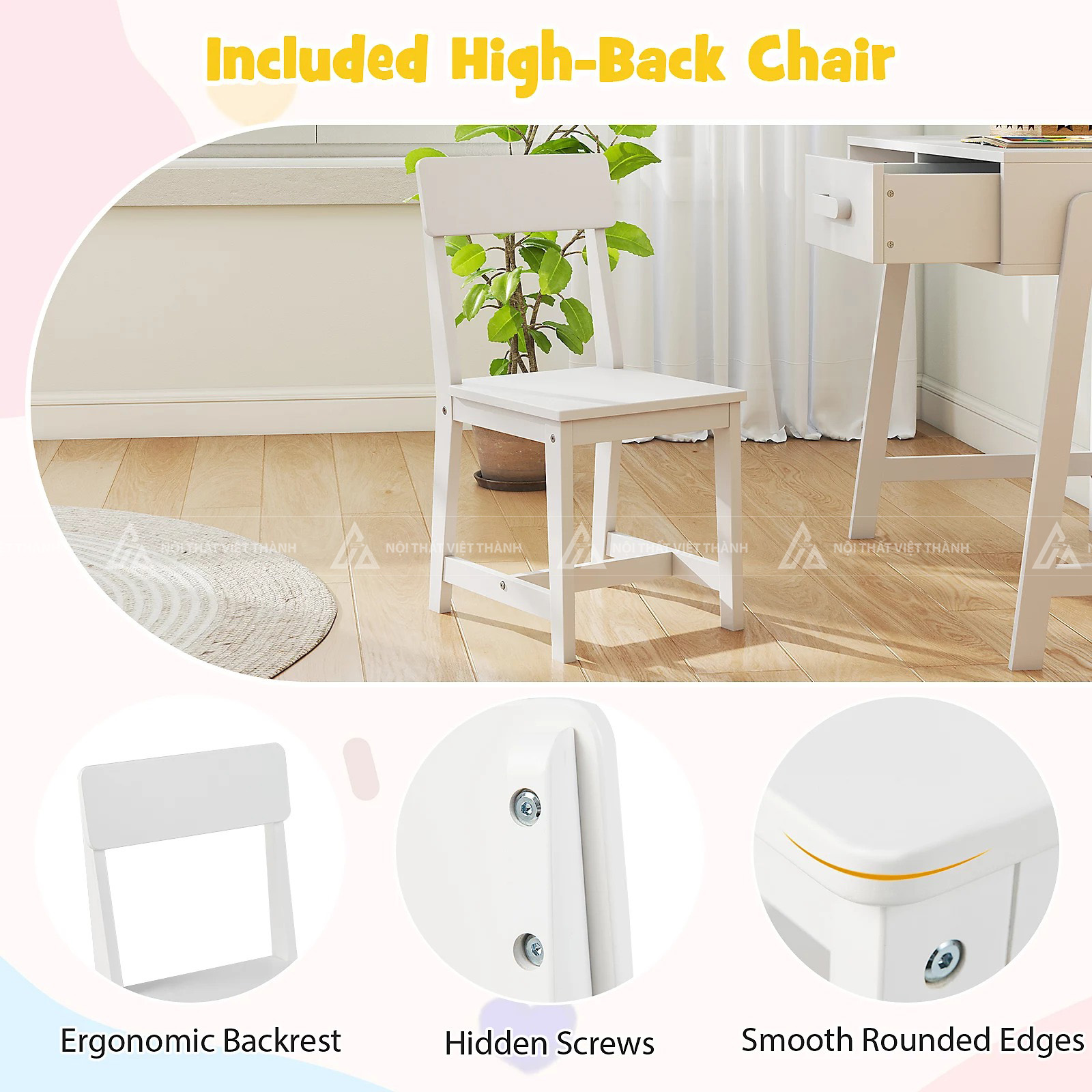 Bàn Học Sinh Có Ngăn Kéo Và Thiết Kế Hộc Đồ Tiện Lợi 6