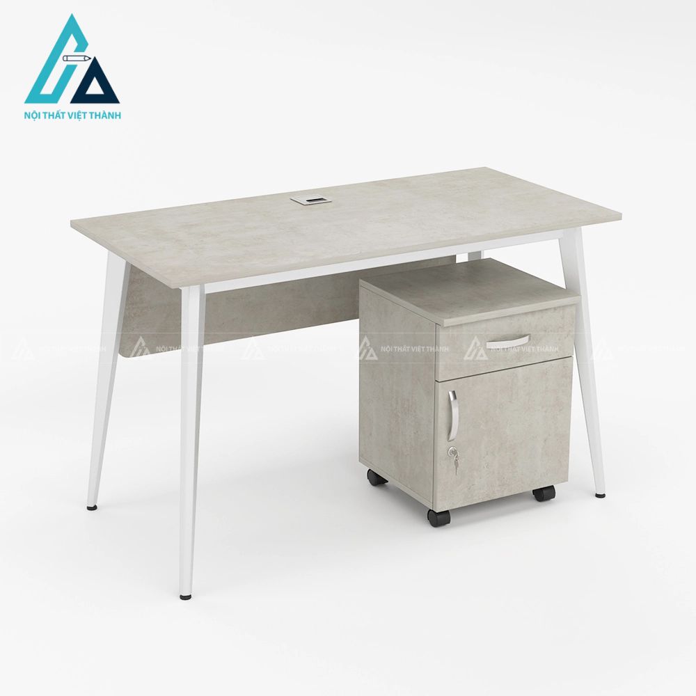 Bàn văn phòng chân côn hiện đại có yếm gỗ