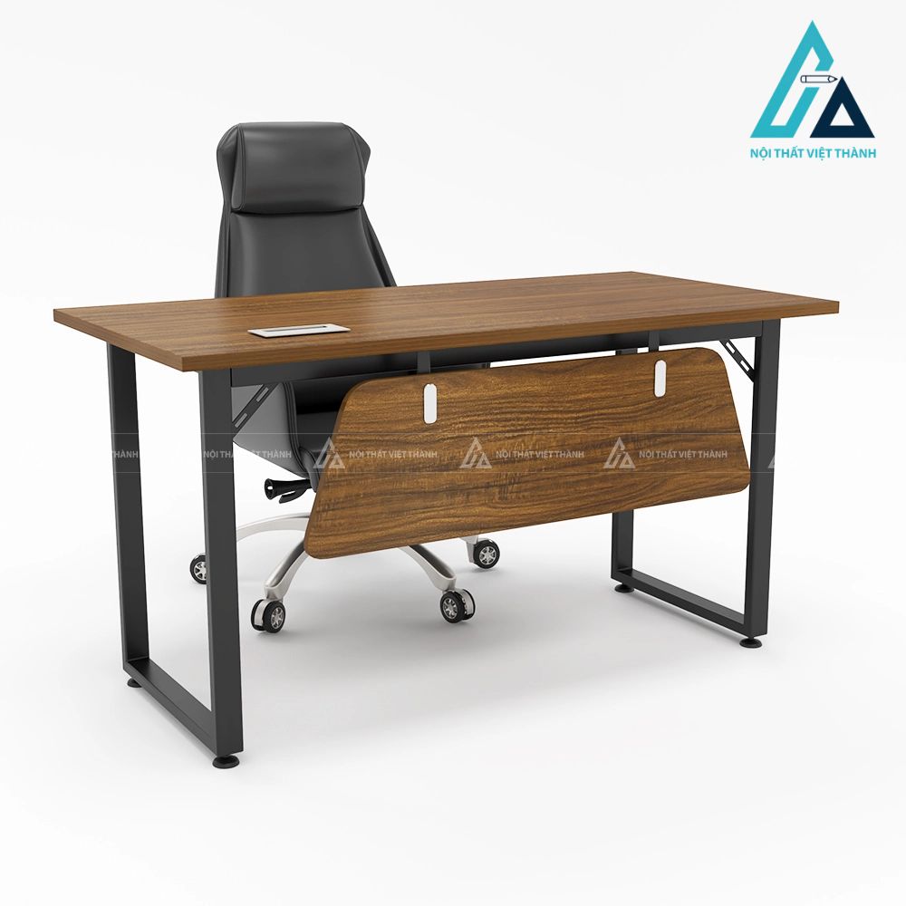 Bàn Làm Việc Chân Sắt Chữ U Có Yếm Gỗ Hiện Đại