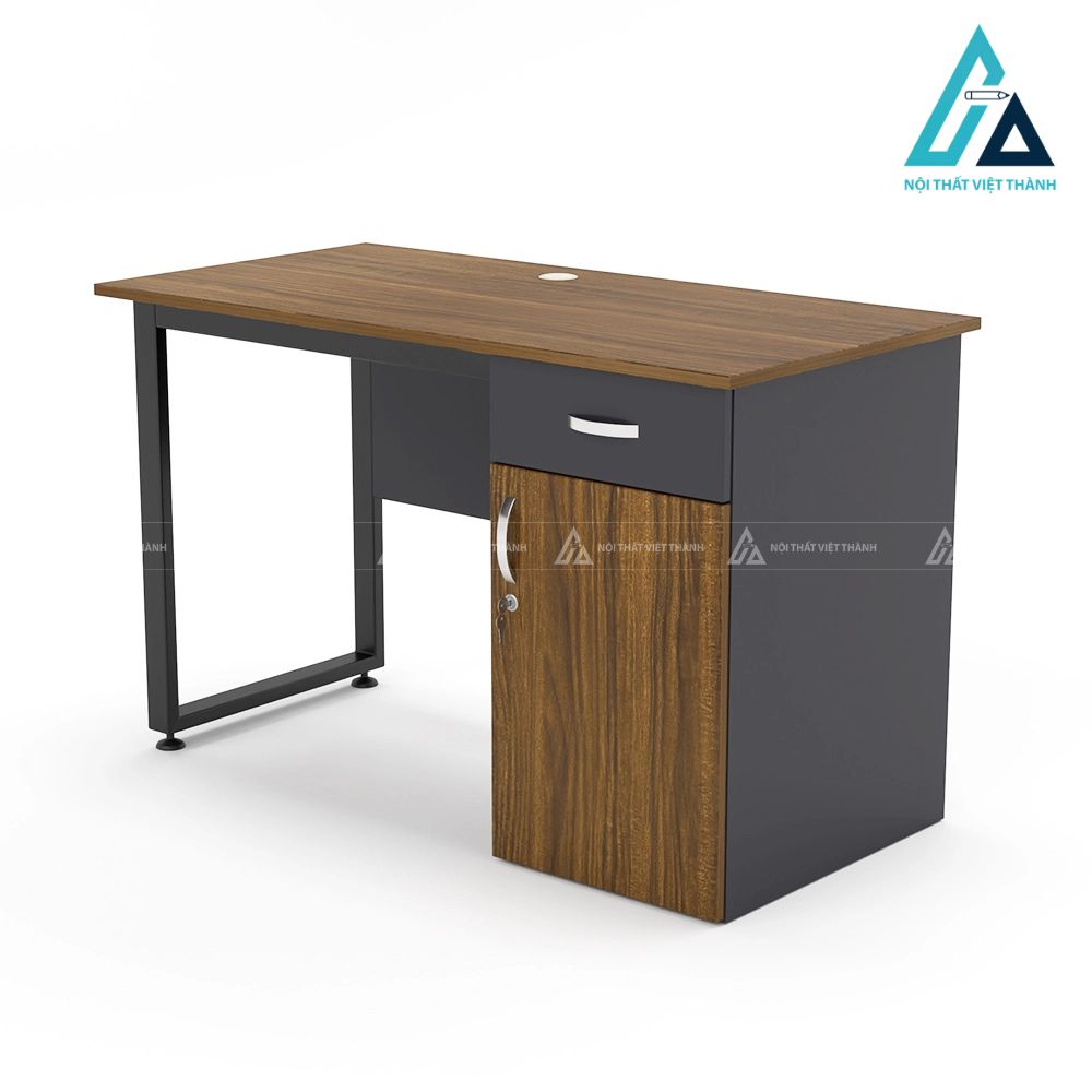 Bàn làm việc chân sắt có hộc tủ liền tiện lợi 1