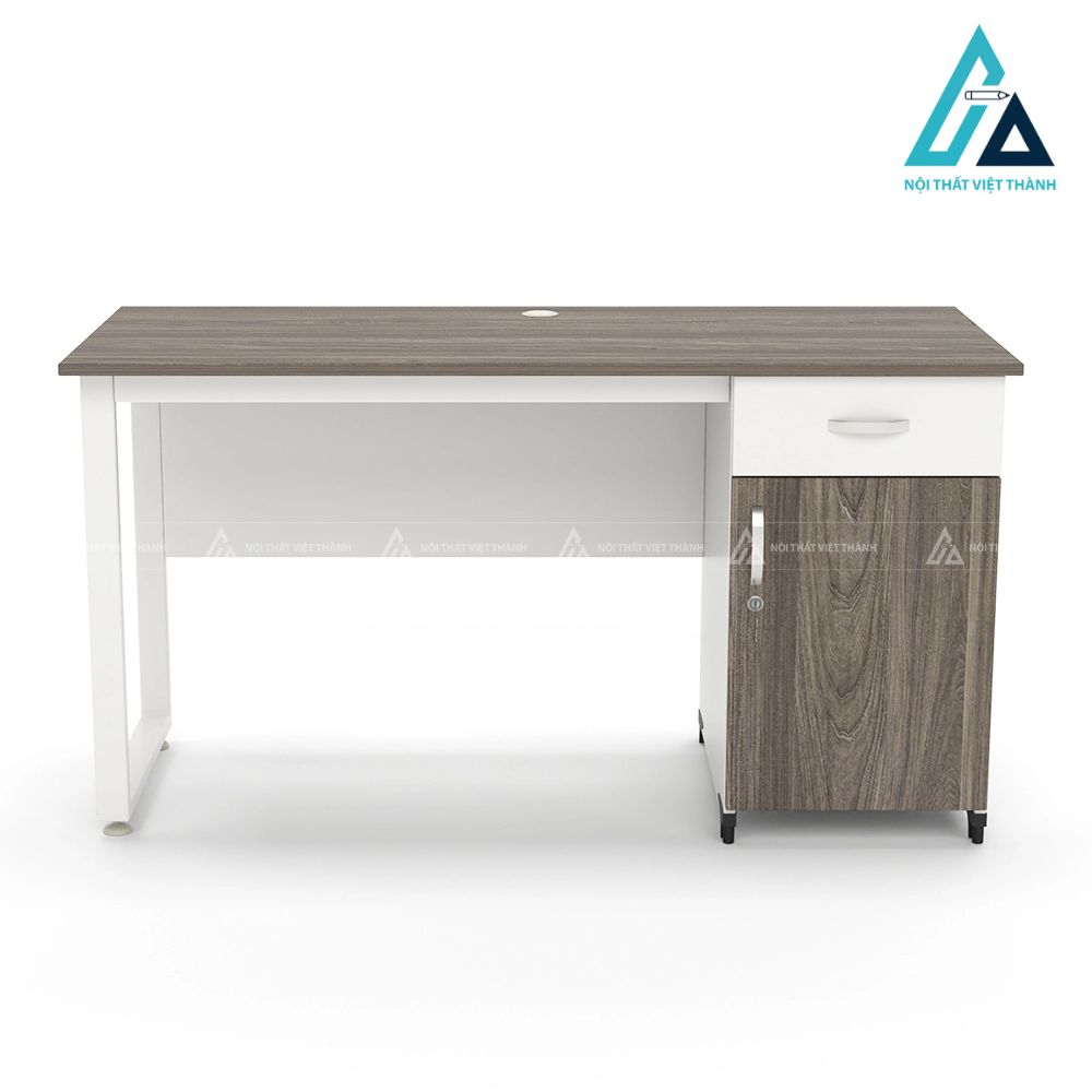Bàn làm việc chân sắt chữ n hiện đại có yếm gỗ 1