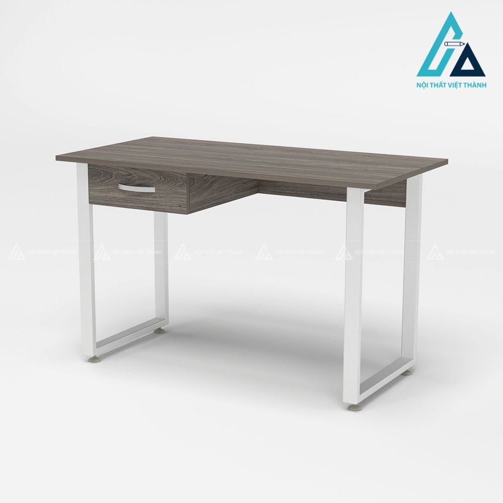 Bàn làm việc chân sắt chữ u trắng có ngăn kéo 1
