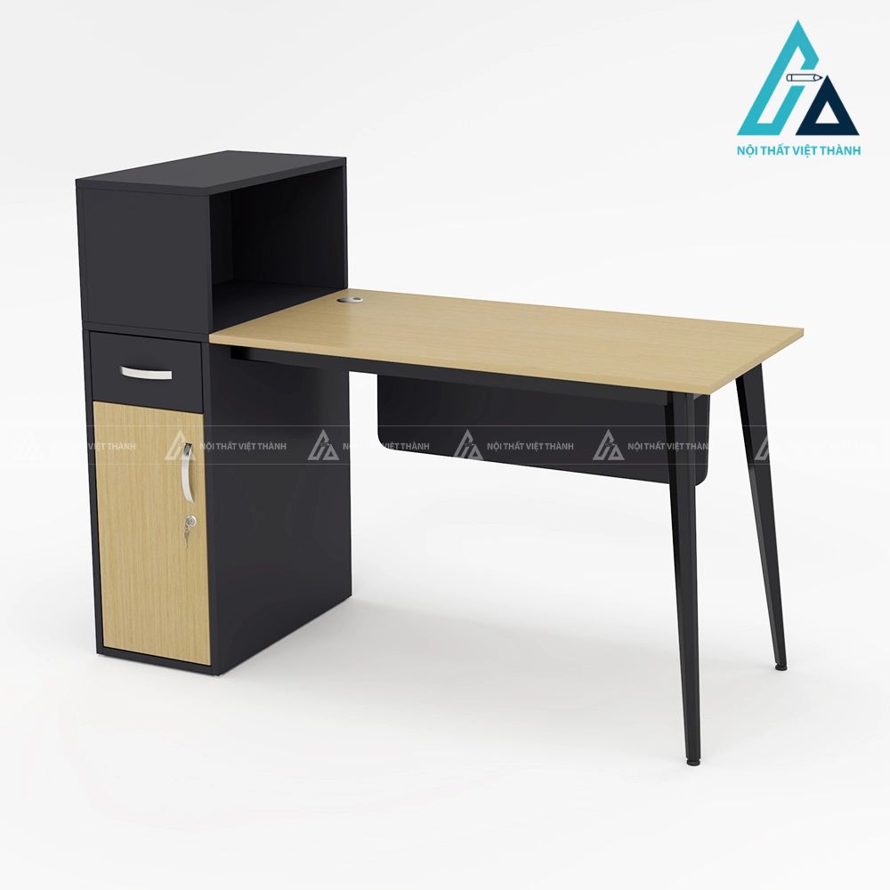 Bàn văn phòng chân sắt côn kèm tủ đồ sang trọng 1