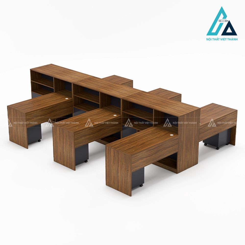 Cụm bàn làm việc 6 người tích hợp tủ tài liệu 2