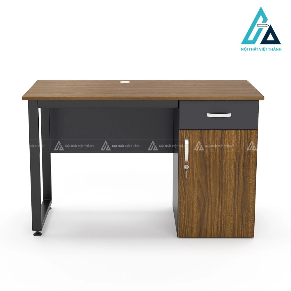 Bàn làm việc chân sắt có hộc tủ liền tiện lợi 2