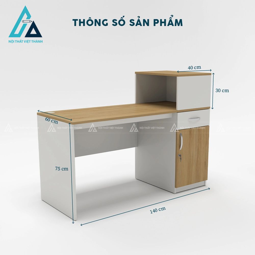 Bàn làm việc đa năng kèm tủ cá nhân hai tầng 3