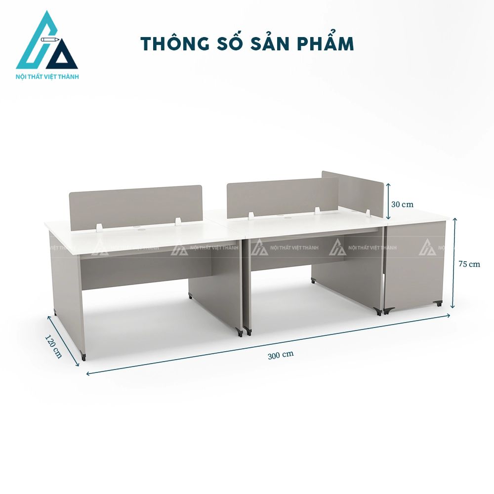 Hệ bàn làm việc nhóm 5 vị trí tối ưu diện tích 3