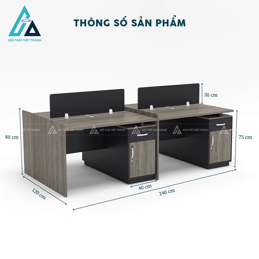 Tổ hợp bàn nhân viên 4 chỗ đối xứng hiện đại 3