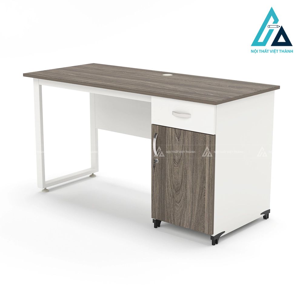 Bàn làm việc chân sắt chữ n hiện đại có yếm gỗ 3
