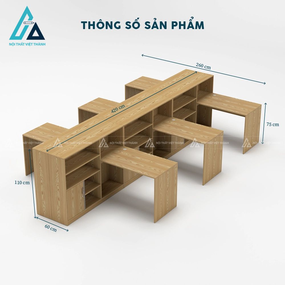 Bàn làm việc văn phòng 6 chỗ phong cách tối giản 3
