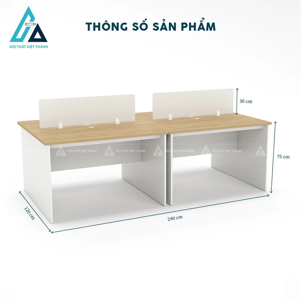 Cụm bàn làm việc 4 người đối xứng tinh tế 3