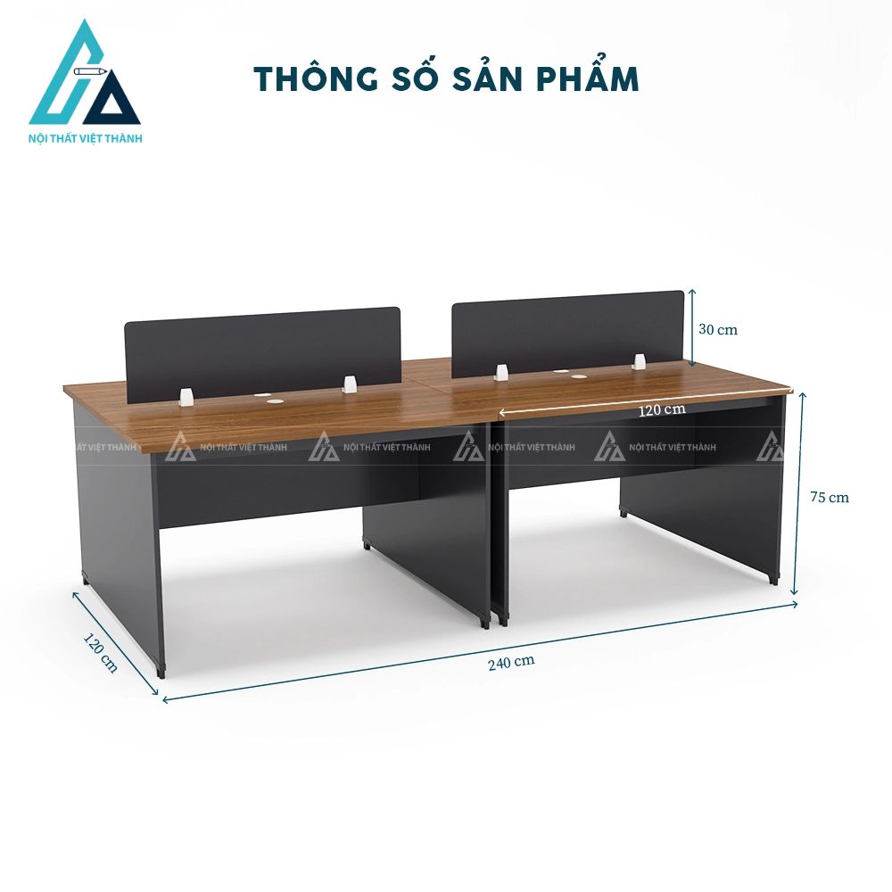 Cụm bàn làm việc nhóm 4 người chân ván hiện đại 3