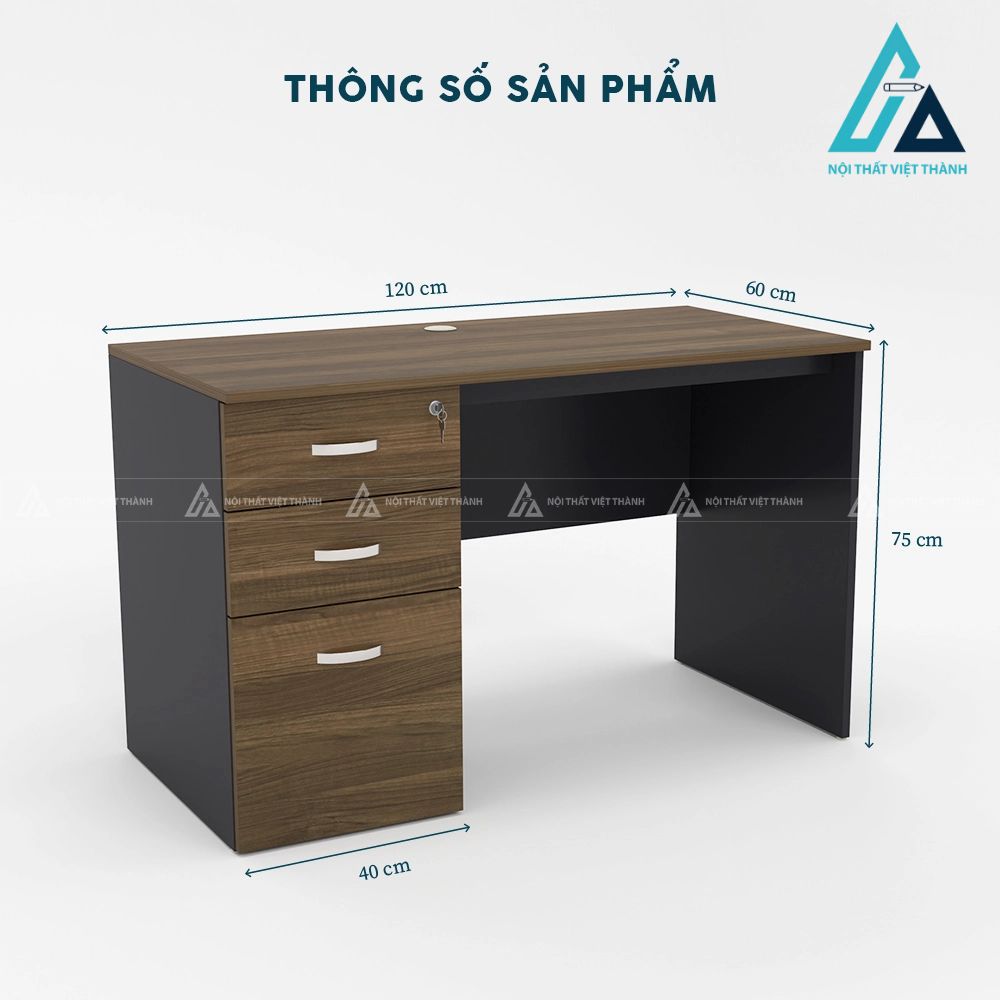 Bàn làm việc có 3 ngăn kéo liền tiện lợi 4