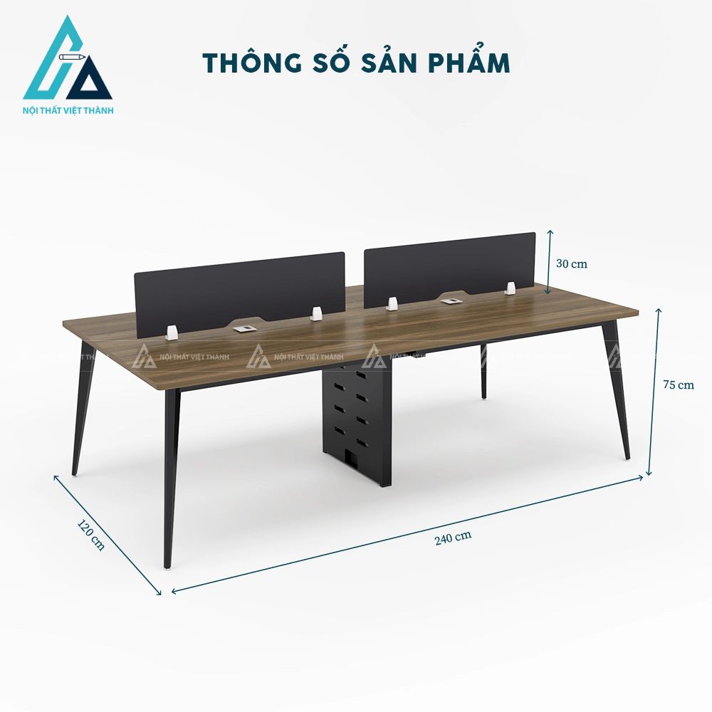 Cụm bàn làm việc 4 người chân sắt côn hiện đại 4
